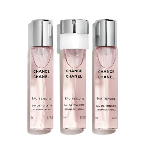 chanel chance eau de toilette twist &|Chanel eau de toilette refill.